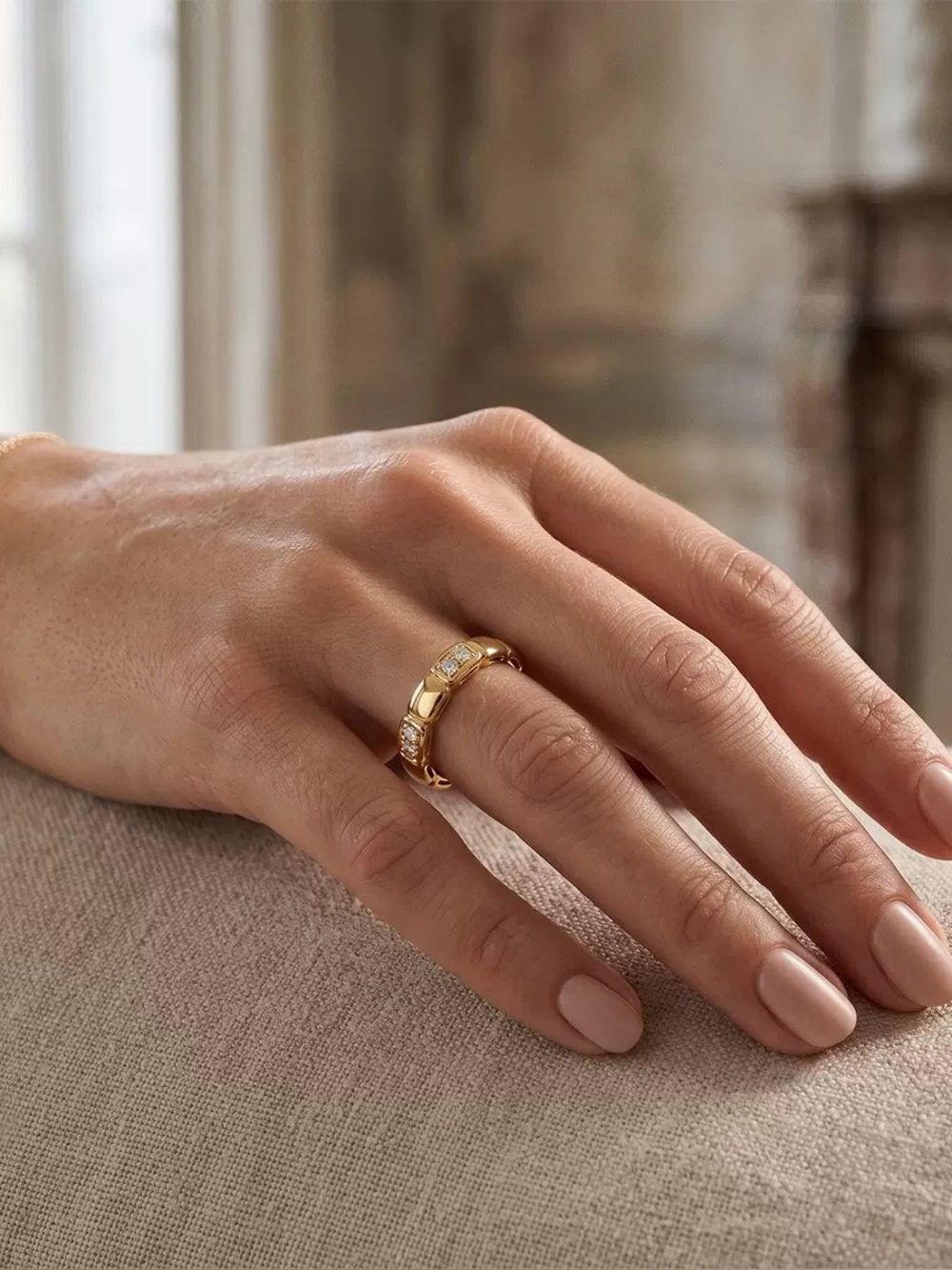New 18K Gold Plated Stackable band classic design Ring,size 7
